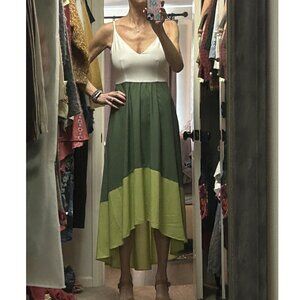 Anthropologie Hutch Green Colorblock Hi-Low Dress NWOT S